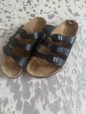 Birkenstock Black Three-Strap Slide Sandals